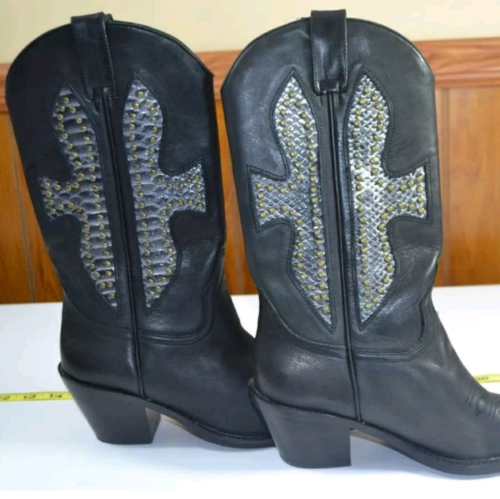 Zigi New York Womens Cowboy Boots 7.5M Black Cross